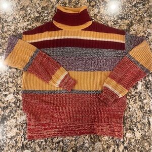Striped Multicolor Turtleneck Sweater